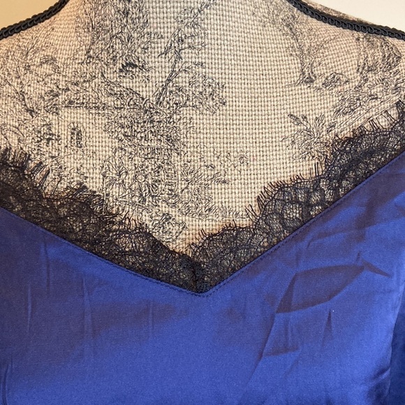 Agnes orinda navy camisole black lace trim new 4x - Picture 2 of 6